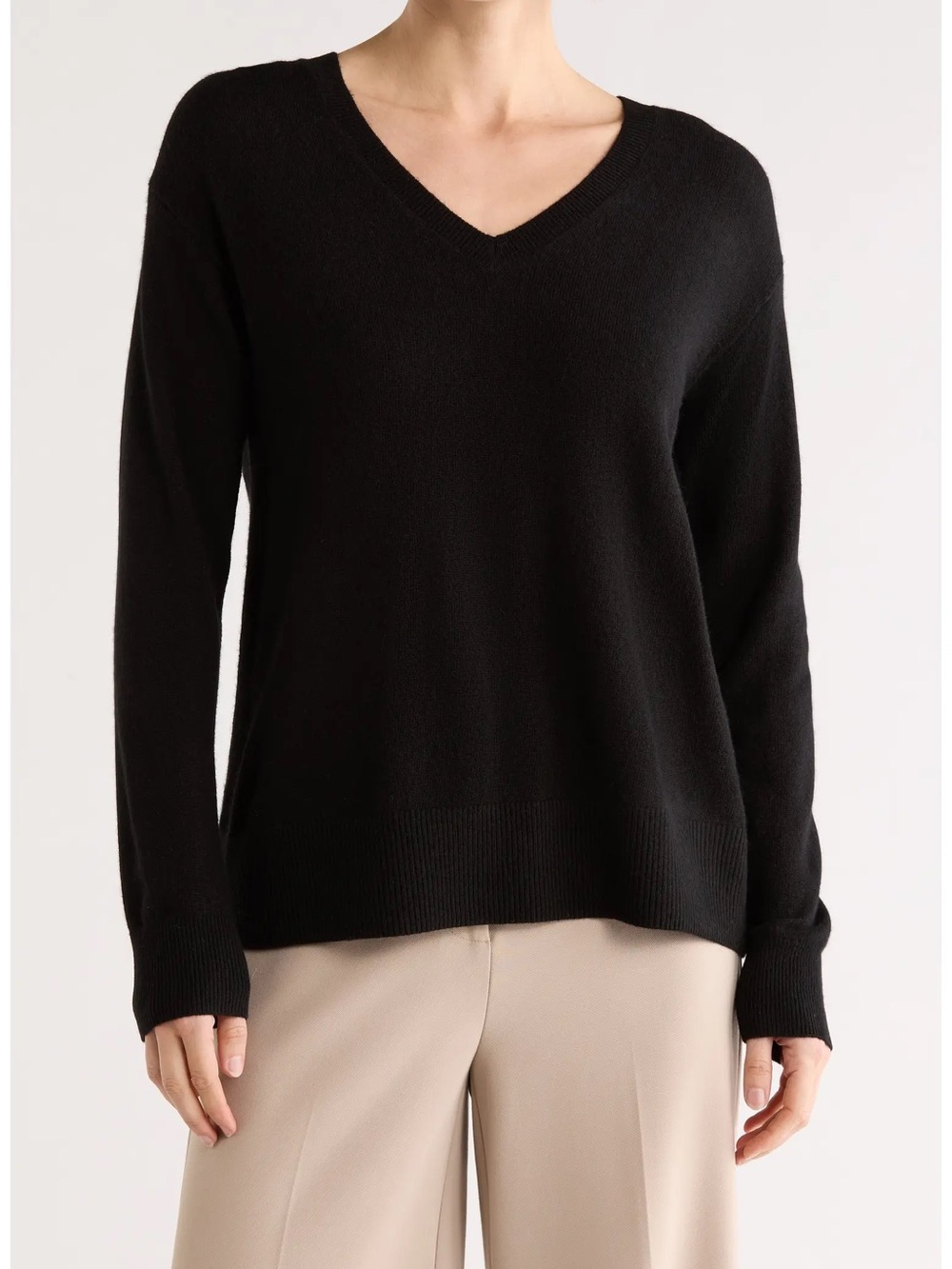 Vince Cashmere Black V-Neck Women's Sweater Large